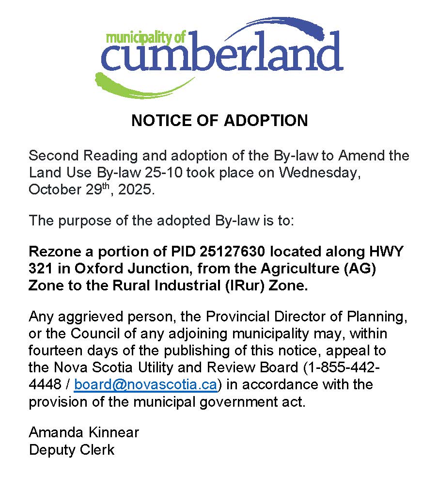 Notice of Adoption By law 25 10 Nov 2025