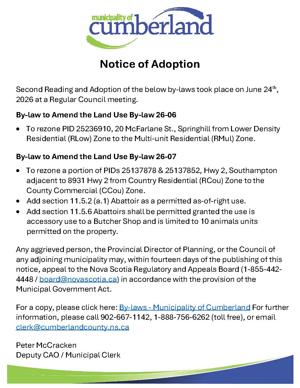 Notice of Adoption   By law 26 06  07   June 2026 002