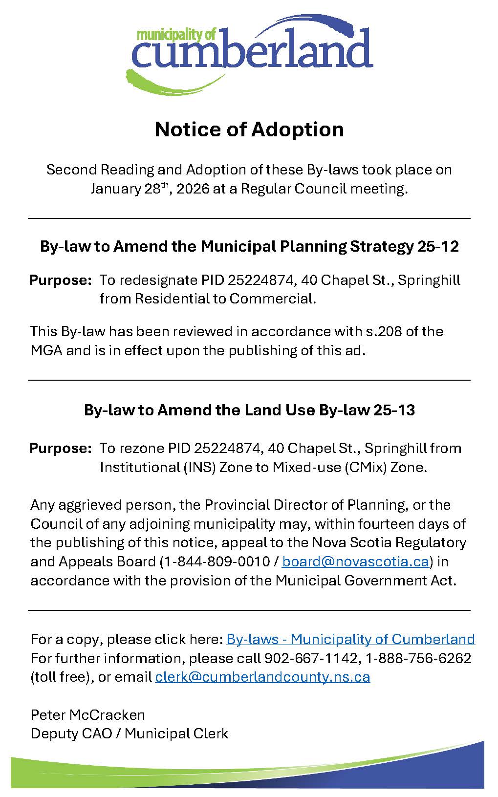 Notice of Adoption   By laws 25 12  25 13   Mar 2026
