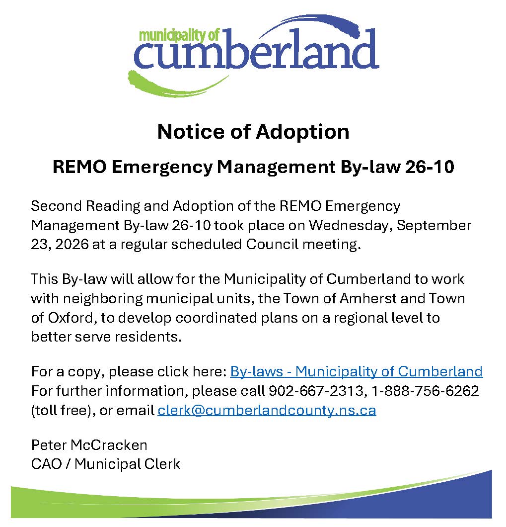 Notice of Adoption   REMO By law 26 10   Oct 2026