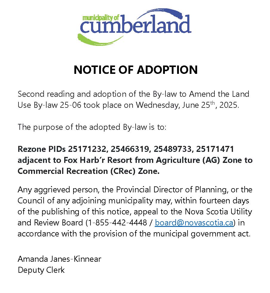 Notice of Adoption Bylaw to Amend the LUB 25 06