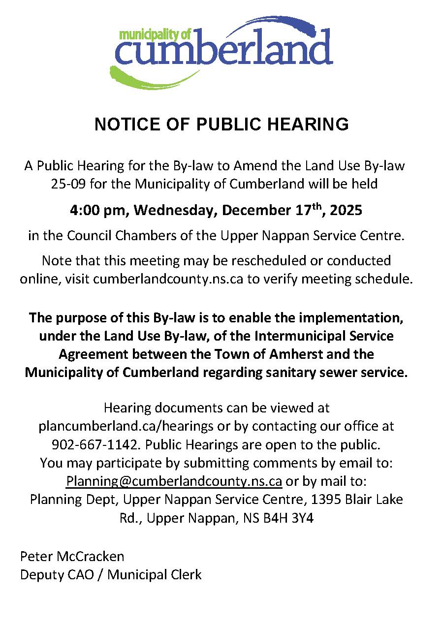 Notice of Public Hearing   By law 25 09   Dec 2025
