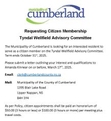 Requesting Citizen Membership Tyndal Wellfield Advisory Committee