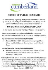 Notice of Public Hearing - By-law to Amend the Land use By-law 26-01 and the By-law to Amend the Land Use By-law 26-02